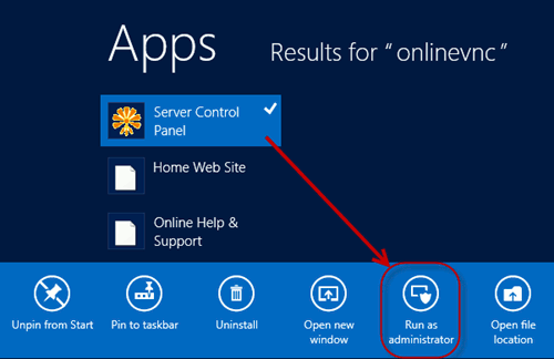 OnlineVNC ejecutar como administrador
