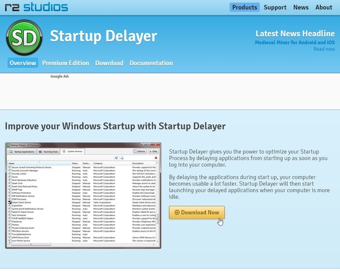 Startup Delayer Optimizar sitio de inicio de sesión