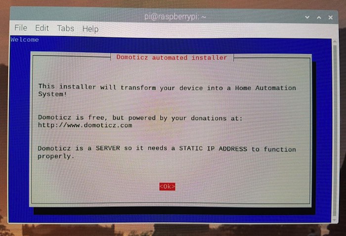 Ejecute el script de instalación de Domoticz y Raspberry Pi abrirá el cuadro de diálogo de configuración