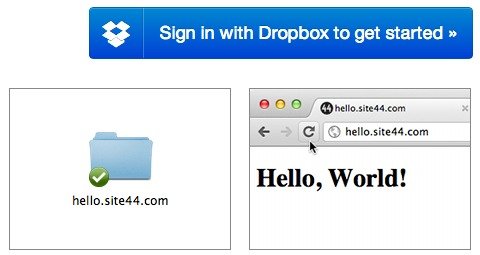 Inicie sesión con Dropbox para comenzar con Site44.