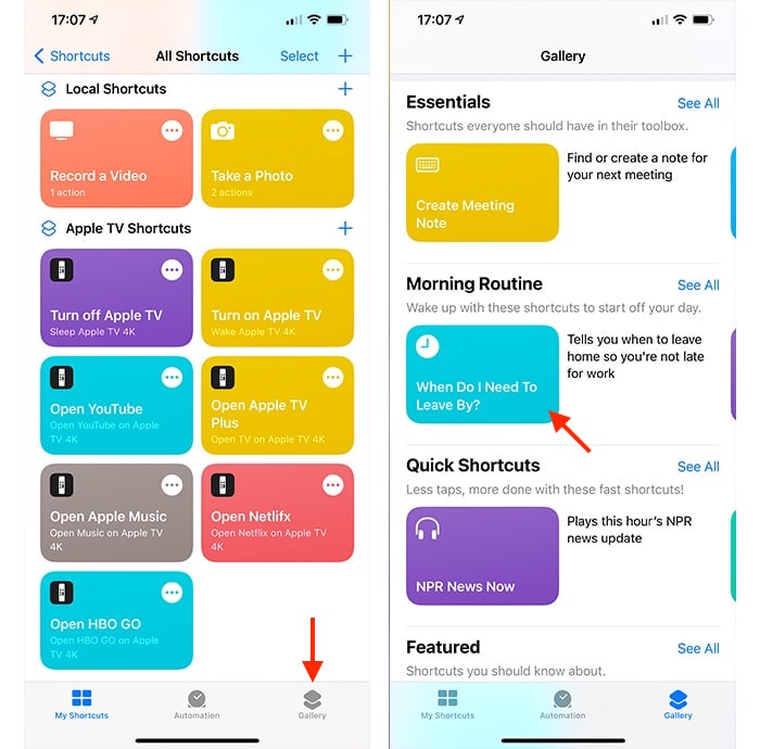 Crear la aplicación Galería de accesos directos de Siri