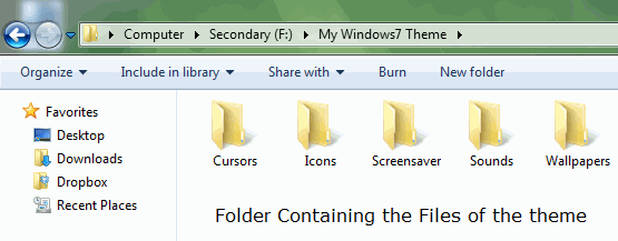 Crear un tema de Windows7 - Guardar elementos en una carpeta personalizada