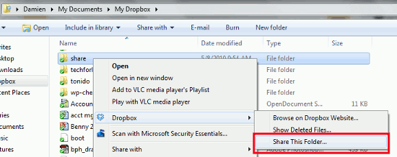 Dropbox-share-folder