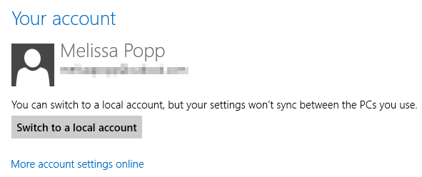Desconecte SkyDrive en Windows 8 cambiando a una cuenta local
