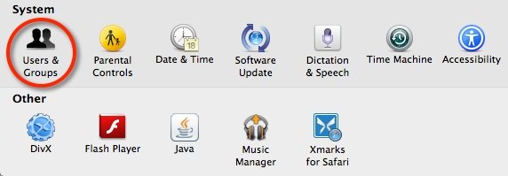 Haga clic en Usuarios y grupos en la ventana Preferencias del sistema.