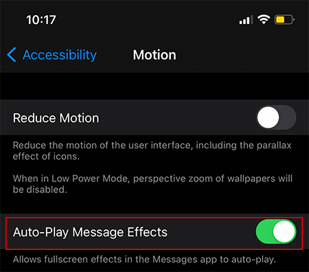 Efectos de reproducción automática de Imessage Motion