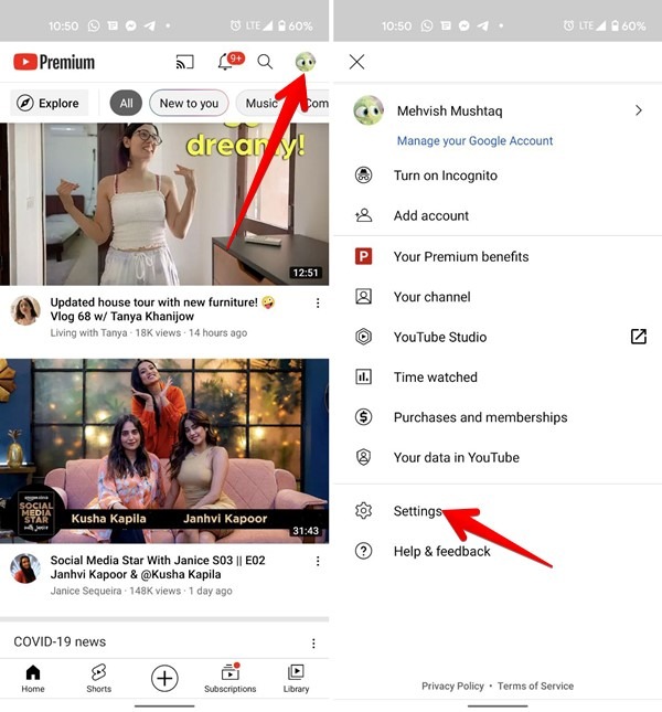 Configuración de vídeos de Youtube