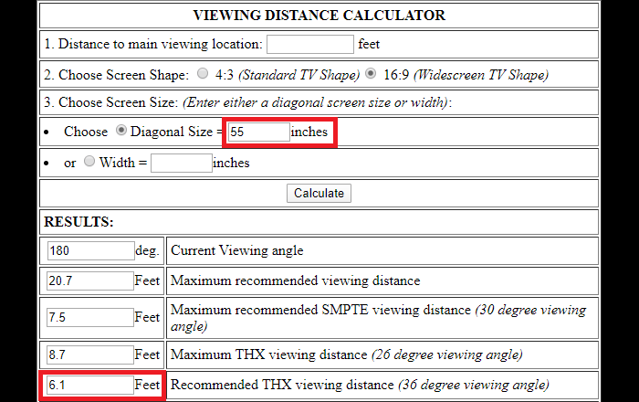 Calculadora de guía de compra de pantallas de cine en casa