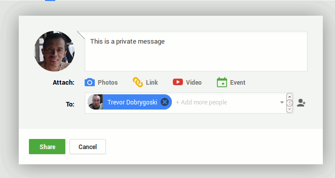 google-plus-mensaje privado