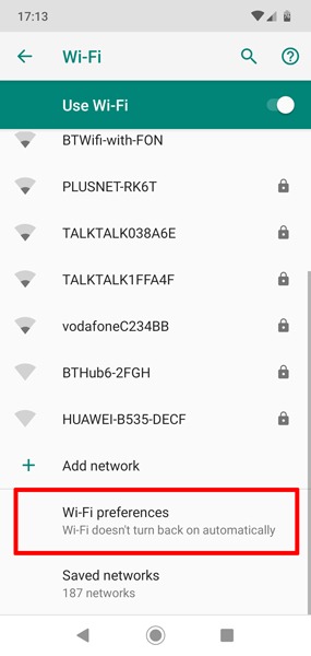 Evitar que Wifi se encienda automáticamente Preferencias de Android Wifi