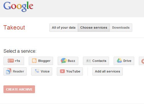 Copia de seguridad de Google Takeout