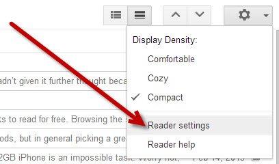 Haga clic en el ícono de ajustes en Google Reader y vaya a la configuración de Reader.