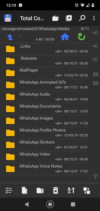 Cómo guardar el estado de Whatsapp Android Total Commander 2