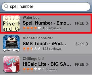 search for spell number in the appstore