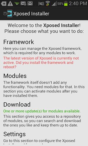 Instalador Xposed para Android.