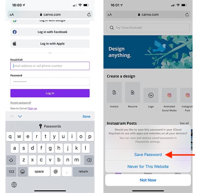 Safari Ios Guardar contraseñas automáticamente