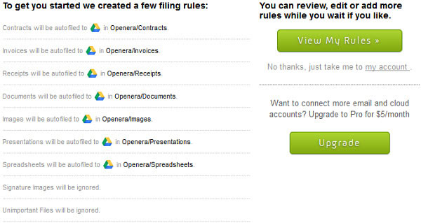 Openera comenzará con algunas reglas de archivo.