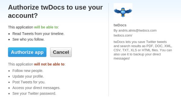 Autorizar twDocs