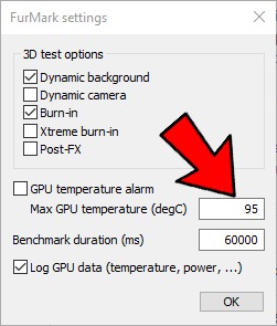 Prueba de estrés Gpu Furmark Alarma de temperatura