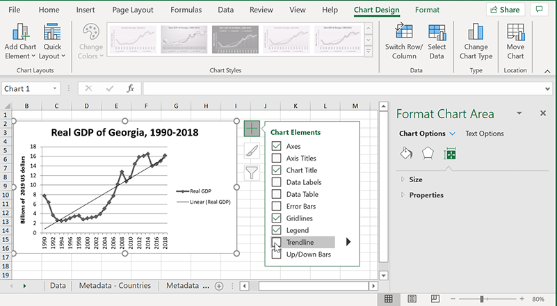 Excel Trendlines Nueva versión Agregar