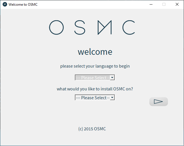 Pantalla del instalador de Osmc