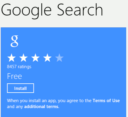 Integre Google Apps a Windows8 - tienda de aplicaciones de búsqueda