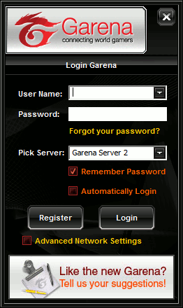 garena - registrarse