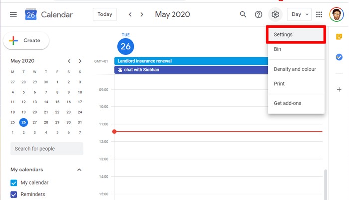 Mostrar la configuración del calendario de las fases de la luna lunar