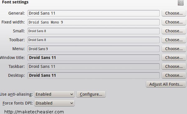 Configuración de fuentes de KDE