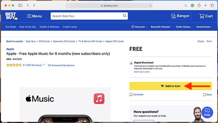 Promoción de prueba de Apple Music en Best Buy