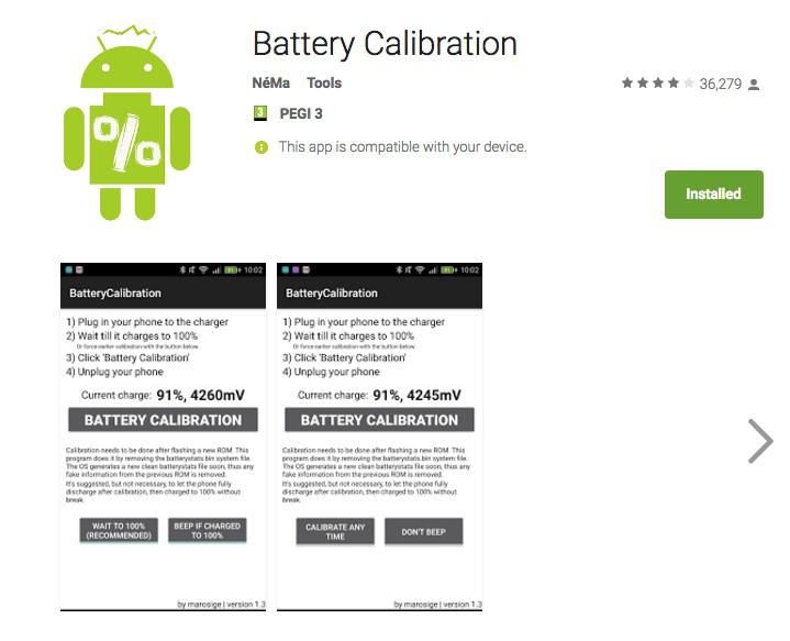 Calibración de batería raíz de Android 