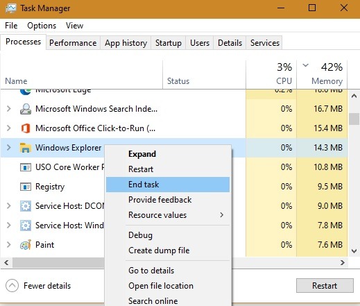 No se pudo encontrar el Explorador de Windows