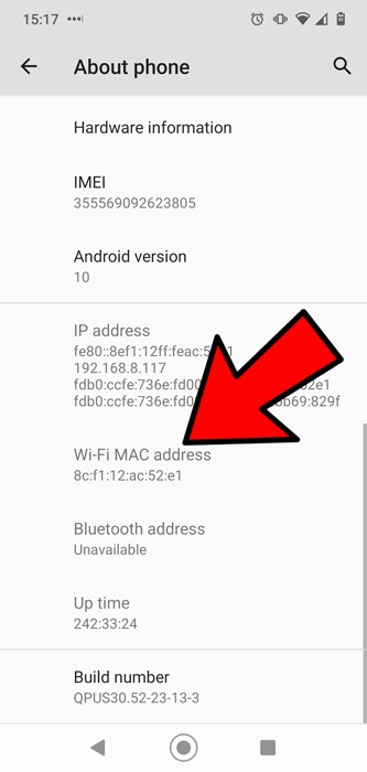 Arreglar la obtención de la dirección IP Android Wifi Mac Dirección