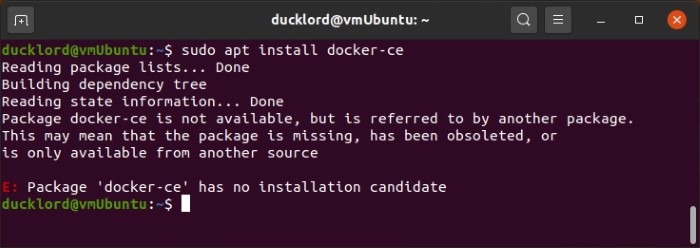 Ubuntu corrige el error de terminal del candidato sin instalación