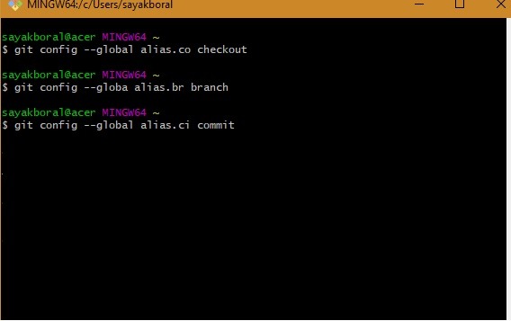 Ejemplos de Git Alias ​​Configurar Git Bash