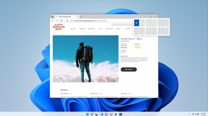 Diseños de Snap Snap de Windows11