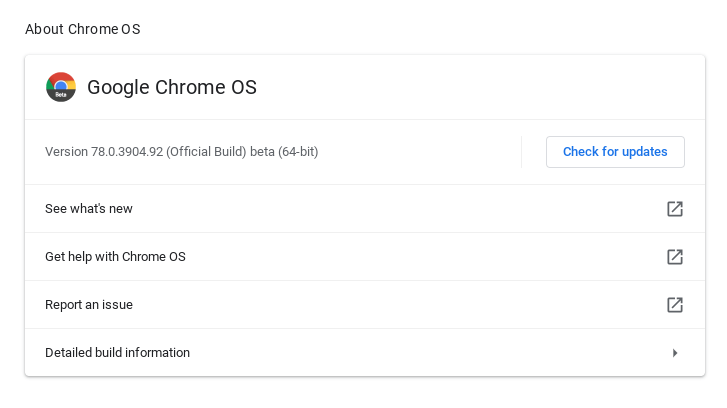 Chromeos Comprobar actualizaciones