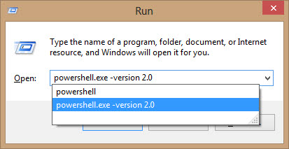 Ejecute powershell versión 2