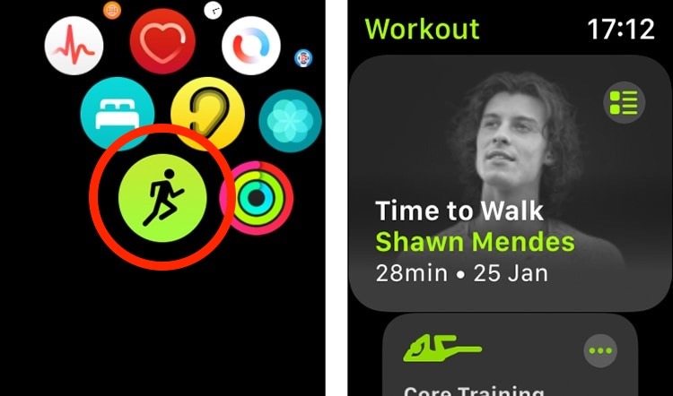 Aplicación de entrenamiento Time To Walk Apple Watch