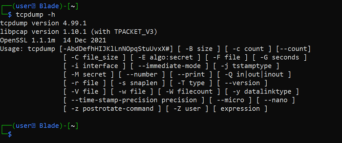 Comando de ayuda Tcpdump