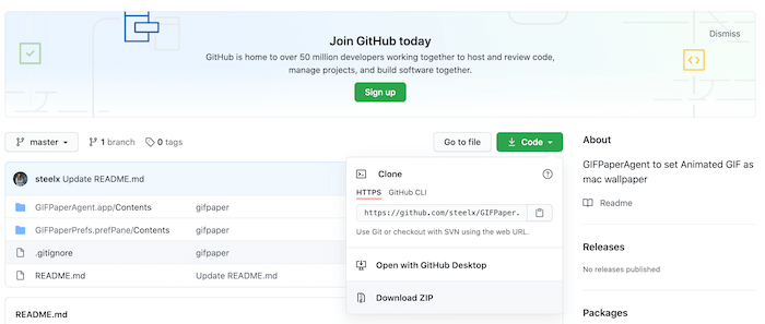 Descargue GIFPaper del popular sitio web para compartir código, GitHub. 