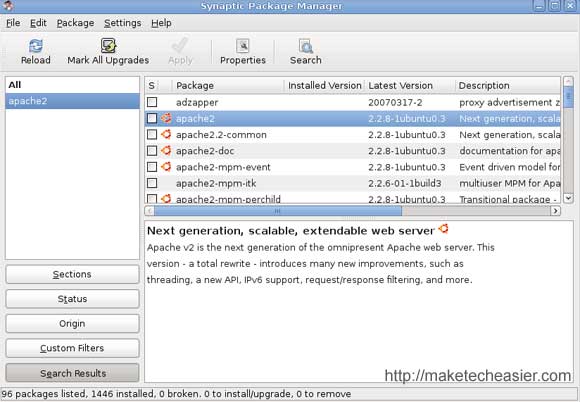 Apache in Synaptic Package Manager