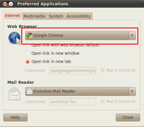 aplicación preferida de ubuntu