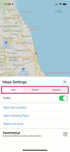 Personalizar Apple Maps Cambiar la vista del mapa