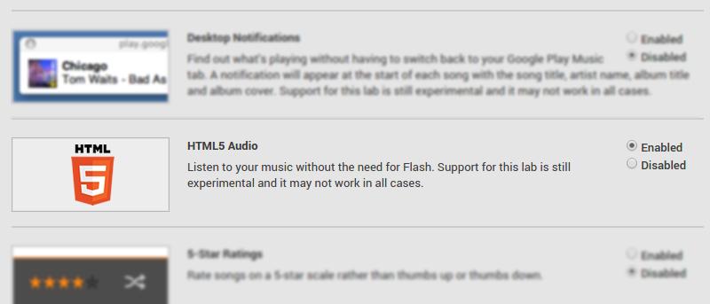 Habilitar la reproducción de HTML5 en Google Play Music