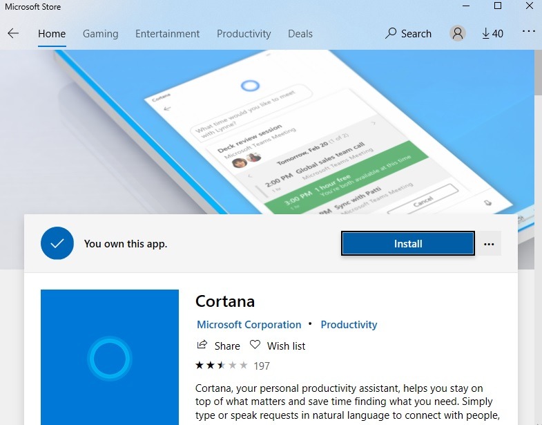 La nueva Cortana de Microsoft sigue siendo útil Store