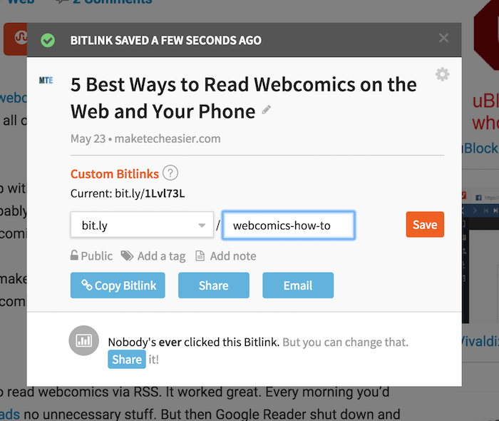 Extensión Bit.ly para Chrome.