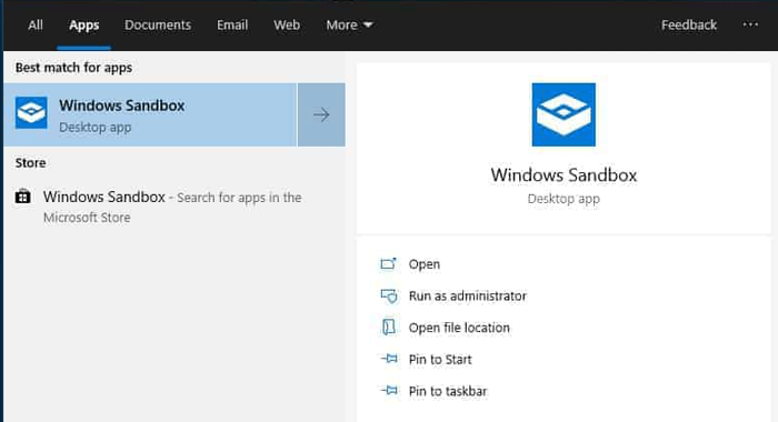 Las mejores aplicaciones Sandbox Menú de inicio de Windows 10