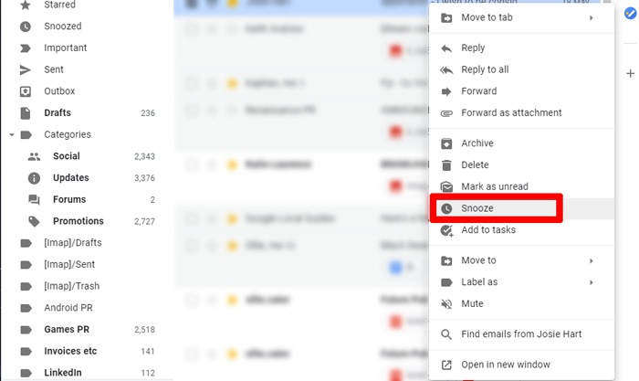 Nuevas mejores funciones de Gmail Posponer