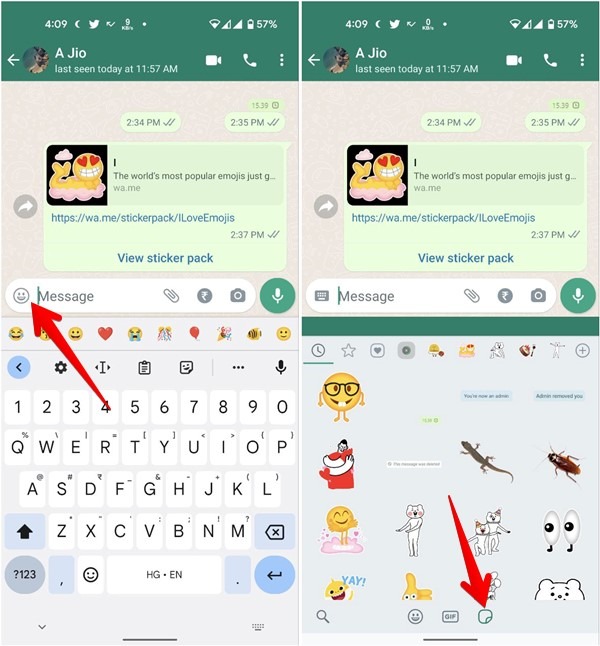 Etiqueta de Whatsapp abierta